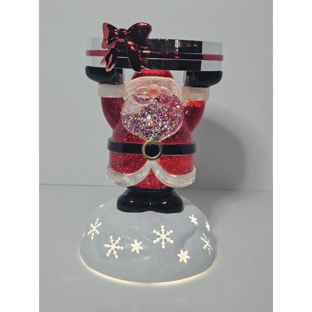 Bath & Body Works 2022 Santa Claus Light Up Water Globe 3 Wick Candle Holder